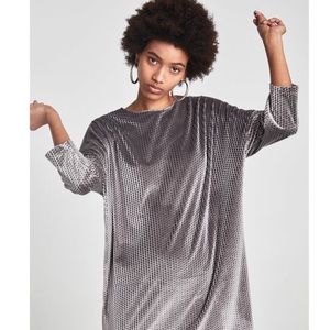 Zara - Sz Lg Beautiful Burnout Geo Velvet Dress